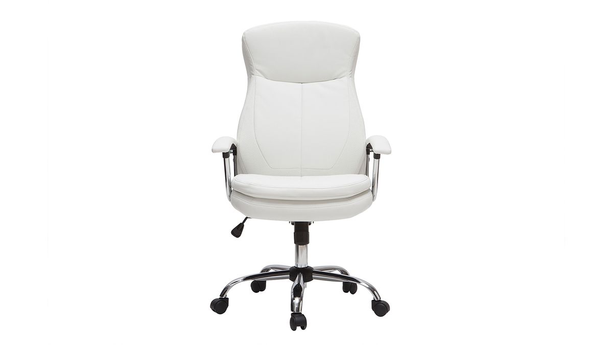 Fauteuil de bureau à roulettes design blanc